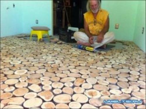 Полы из спилов своими руками. Пол из деревянных спилов своими руками 19