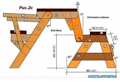 Лавочка трансформер своими руками чертежи. Скамейка-стол трансформер своими руками: размеры, примеры