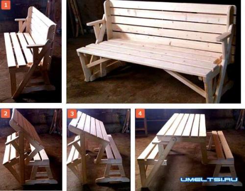 Лавочка трансформер своими руками чертежи. Скамейка-стол трансформер своими руками: размеры, примеры