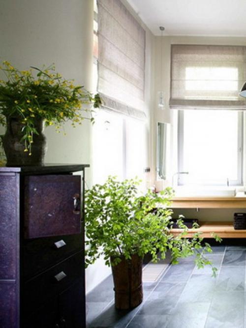 Интерьер квартиры с цветами. Комнатные цветы в интерьере ванной комнаты