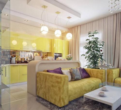 Студия гостиная и кухня. Планировка кухни-гостиной — где поставить кухонный гарнитур 06