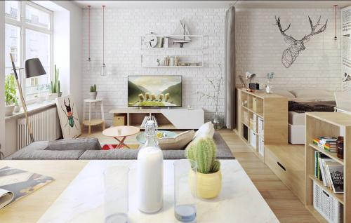 Светлая мебель в интерьере. Освещение и аксессуары