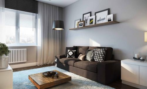 Современный дизайн однокомнатной квартиры. Форма комнат