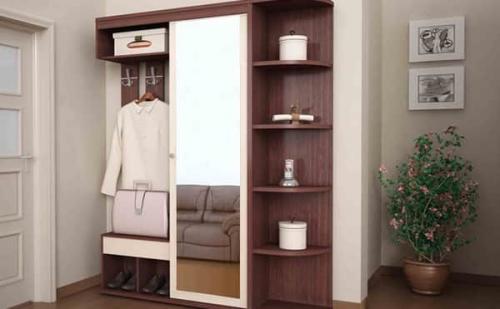 Шкаф купе в прихожую с обувницей. Наполнение середины шкафа