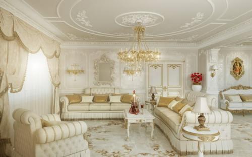 Белая гостиная в современном стиле. Стили интерьера 05