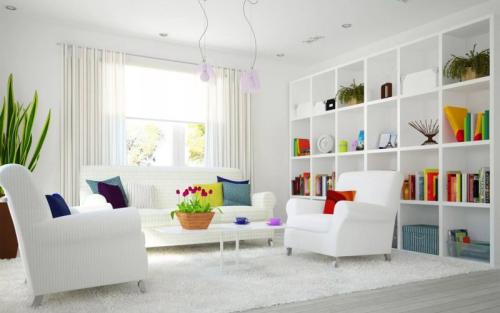 Гостиная в белых тонах. Что дает белый цвет в гостиной