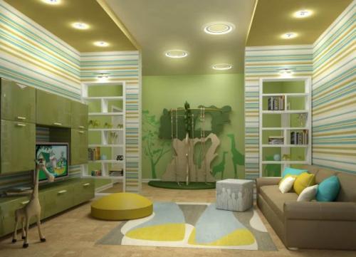 Зонирование комнаты на детскую и гостиную. Перегородки