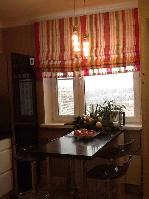 Римская штора с ламбрекеном. Почему стоит выбрать римские шторы для кухни