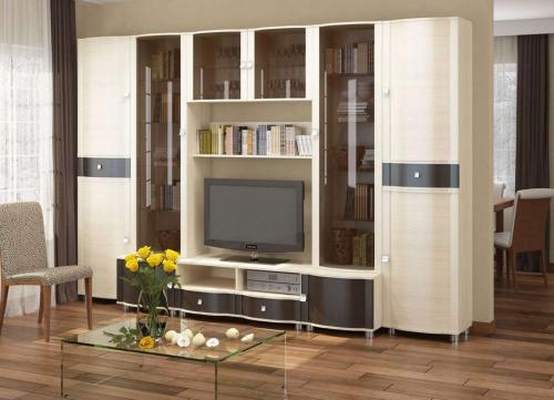 Модульные стенки в зал. Расположение стенки