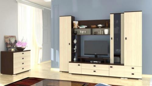 Стенка мебельная в зал. Разновидности конструкции горки 15