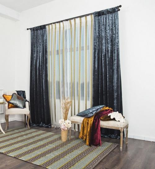 Тюль под синие шторы. Правила сочетания цветов