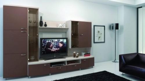 Стенка мебельная в зал. Разновидности конструкции горки 17