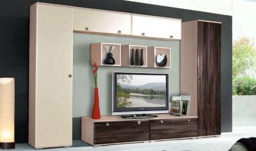 Стенка мебельная в зал. Разновидности конструкции горки 16