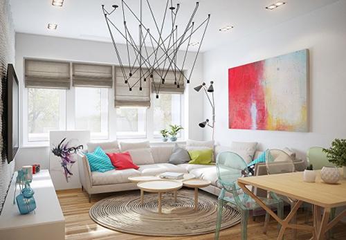 Дизайн гостиной в современном стиле. Пол, стены и потолок 23