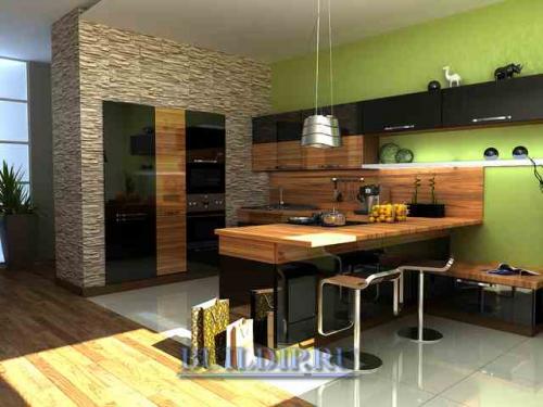 Обои для кухни в интерьере. Материал обоев для кухонных стен 11