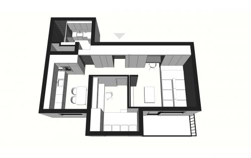 Дизайн квартиры в черно белых тонах. Оригинальное решение для интерьера маленькой квартиры