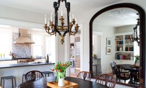 Зеркало в интерьере кухни. Размещаем зеркало на кухне над обеденным столом