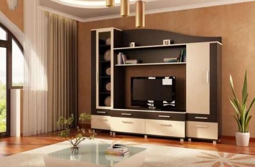 Модульная стенка в зал. Варианты размещения модульной стенки