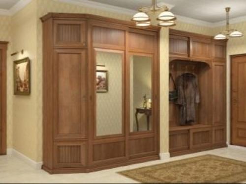 Большой шкаф в прихожую. Интерьер прихожей со шкафом-купе фото 02