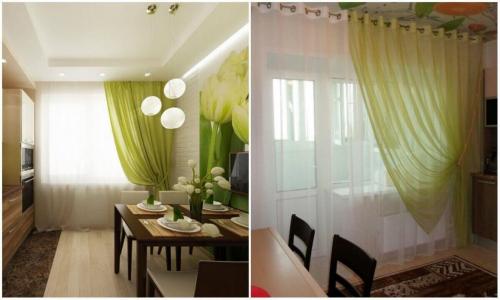 Оформление окна на кухне. Шторы и тюль