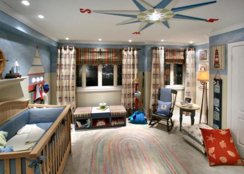 Шторы для мальчика в морском стиле. Несколько вариантов обустройства морской детской