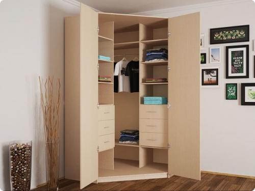 Угловой шкаф-купе в маленькую спальню. Разновидности угловых шкафов