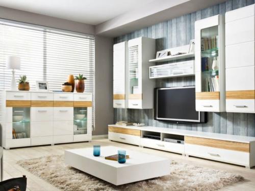 Стенка в гостиной в современном стиле. Стенка горка