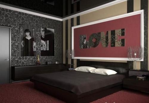 Спальня в черных тонах
