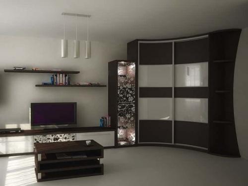 Модульные стенки со шкафом купе. Конструкция платяного шкафа