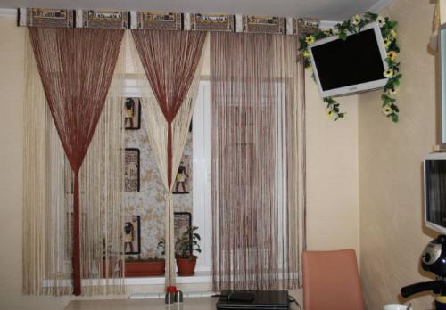 Веревочные шторы на кухню. Состав и виды штор-нитей 01