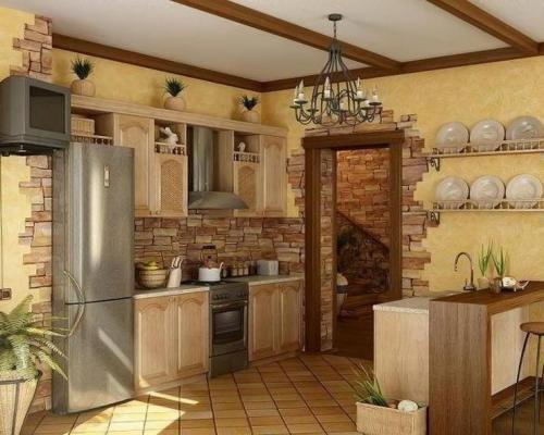 Дизайн с декоративным камнем кухни. Преимущества декоративного камня