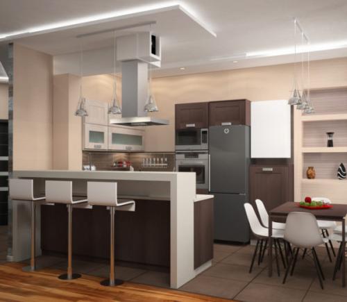 Кухня с коричневая с белым. Особенности коричневых оттенков