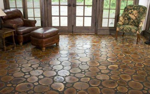 Пол из деревянных спилов своими руками 34