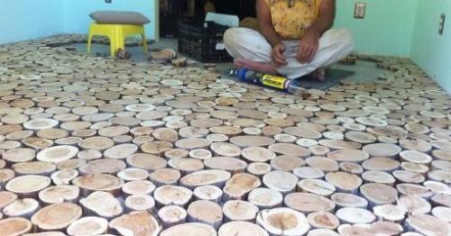 Пол из деревянных спилов своими руками