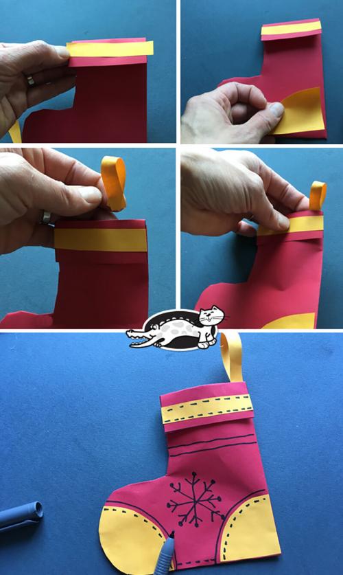 Носок рождественский, как сделать. Рождественский носок. Рождественский носок своими руками из бумаги