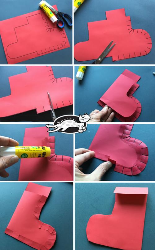 Носок рождественский, как сделать. Рождественский носок. Рождественский носок своими руками из бумаги