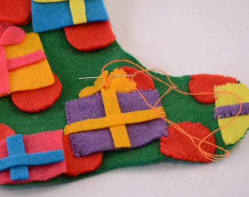 Носок для подарков своими руками из фетра. Новогодний носок из фетра