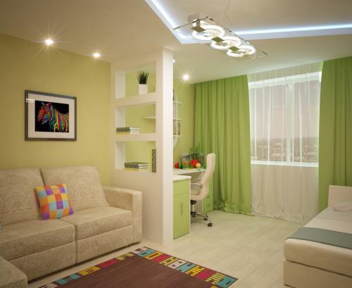 Дизайн однокомнатной квартиры 40 кв м для семьи с ребенком. Основные способы зонирования