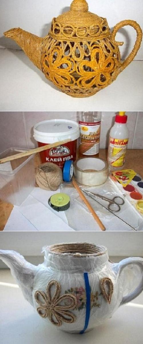 Клей для джутового каната. Никогда бы не подумала, что с помощью шпагата и клея ПВА можно создать такую красоту…