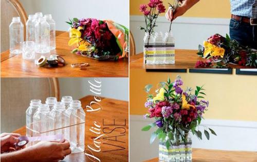 Ваза из бутылки и пластилина. Вазы из пластиковых бутылок