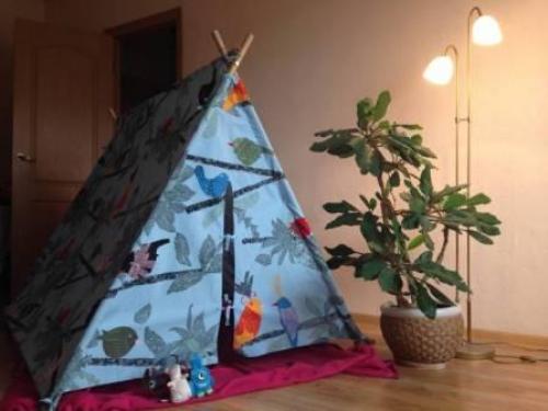 Как сделать Шалаш детям.  Шалаш вигвам в детской и на улице 14