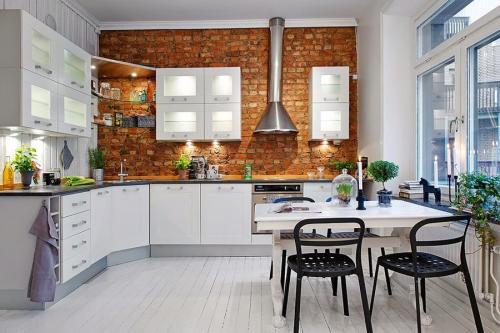 Интерьер с белым кирпичом.  Чем привлекательна стена из белого кирпича? 15