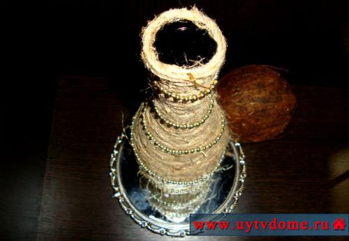 Ваза из бутылки и шпагата. Бутылка декорированная шпагатом (мастер-класс по созданию вазы)
