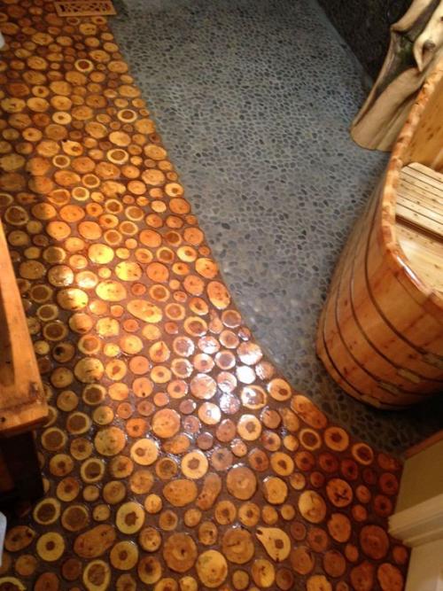 Пол из деревянных спилов своими руками