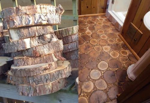 Пол из торцевых спилов бруса. Как дрова превратить в конфетку? Делаем из спилов удивительный пол