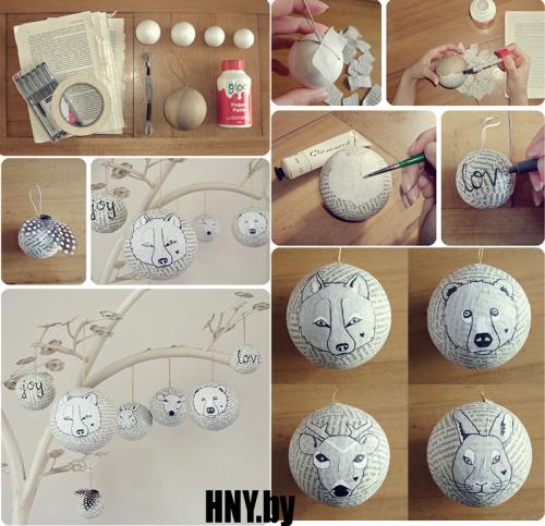 Игрушки на ёлку своими руками из картона и цветной бумаги. Новогодние шарики