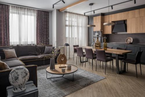 Кухня студия и зал. Планировка 07