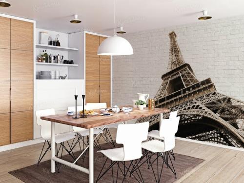Кухня в стиле париж. Фотообои с Парижем уместны в любом интерьере.