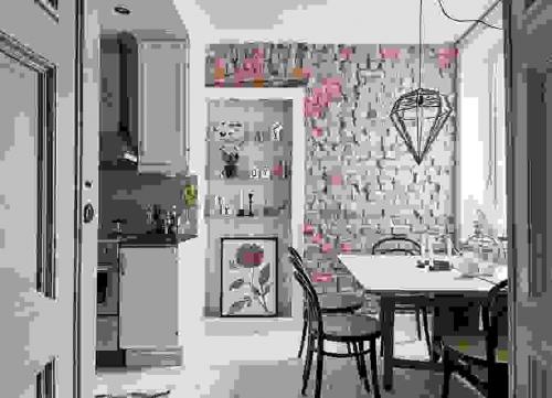 Интерьер с белым кирпичом.  Чем привлекательна стена из белого кирпича? 20