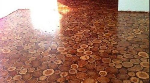 Пол из торцевых спилов бруса. Как дрова превратить в конфетку? Делаем из спилов удивительный пол